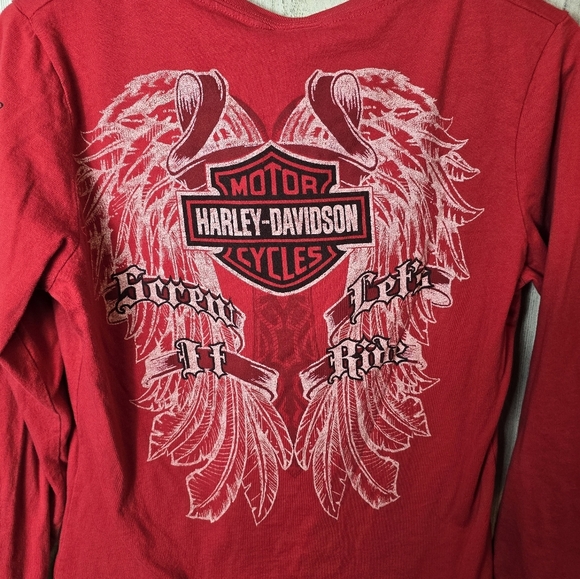Harley Davidson 2010 Screw It Lets Ride Ogden Utah Red Long Sleeve Womens Large - Picture 5 of 9